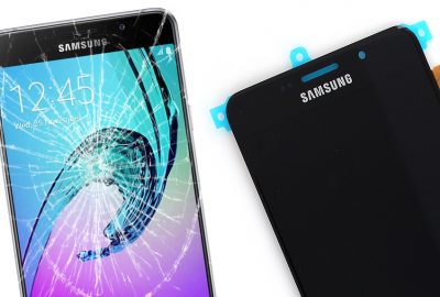 écran cassé de smartphone Samsung